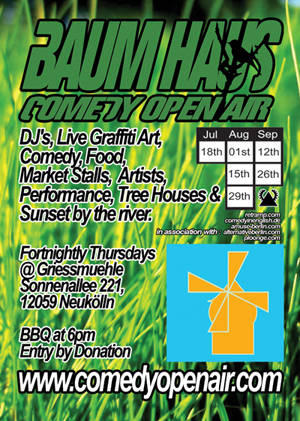 Baum Haus Comedy Open Air, Comedy, Live Artists, Market & Food FREE ENTRY