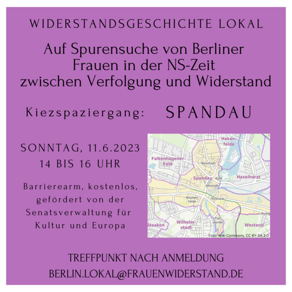 Stadtführung zu Spandauerinnen in der NS-Zeit – Verfolgte, Widerständige, Mitläuferinnen und Täterinnen