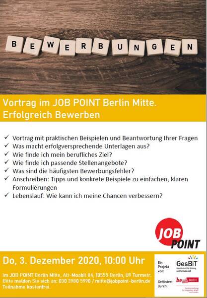 Infoveranstaltung: So werden Bewerbungen erfolgreich!