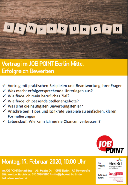 Infoveranstaltung: So werden Bewerbungen erfolgreich!