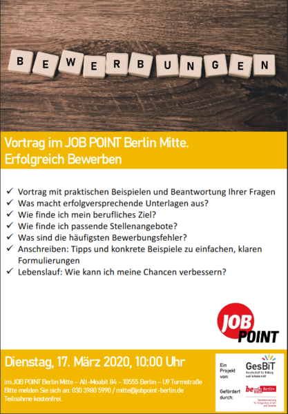 Infoveranstaltung: So werden Bewerbungen erfolgreich!