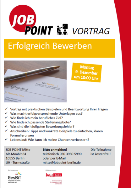 Infoveranstaltung: So werden Bewerbungen erfolgreich!
