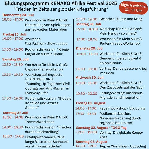 Bildungsprogramm beim KENAKO Afrika Festival 2025