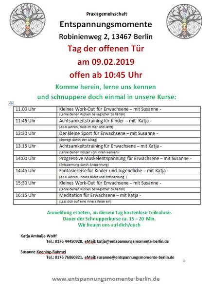Tag der offenen Tür bei Entspannungsmomente: Meditation und Sport