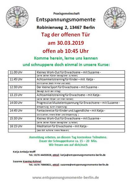 Tag der offenen Tür bei Entspannungsmomente: Meditation und Sport