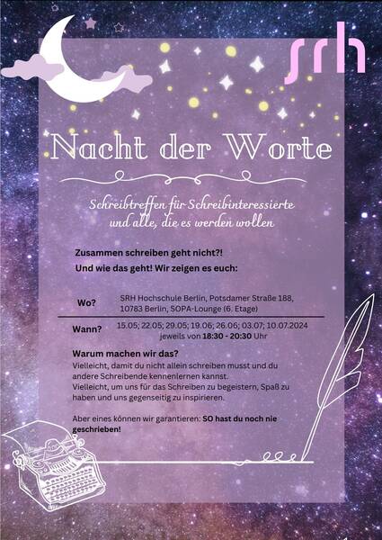 Nacht der Worte - Schreibtreffen für Schreibinteressierte (bis 10.7.)