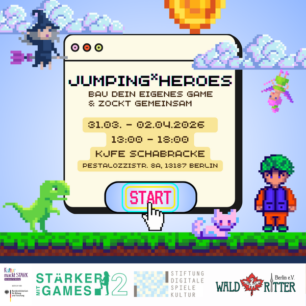 Jumping Heroes - Bloxels Ferien Workshop im KJFE Schabracke