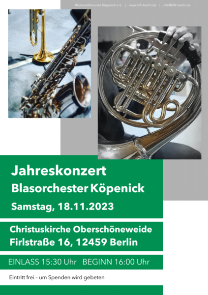 Abenteuer der Blasmusik - Jahreskonzert Blasorchester Köpenick in der Christuskirche