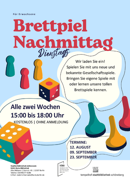 Spielenachmittage für Jung & Alt in der Stadtteilbibliothek Lichtenrade