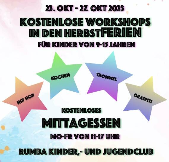 Kostenlose Hip Hop/Graffiti/Trommel/Koch Workshops in den Herbstferien