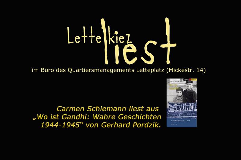 Carmen Schiemann liest aus „Wo ist Gandhi: Wahre Geschichten 1944-1945” von Gerhard Pordzik