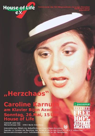 Caroline Karnuth & Bijan Azadian im House of Life am Sonntag, 26.Mai um 15 Uhr
