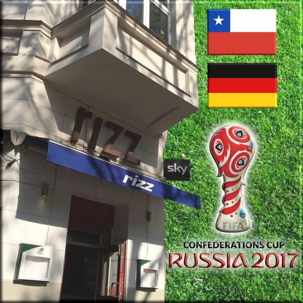 Confed Cup Final Chile - Germany on screen in Berlin Kreuzberg Graefekiez