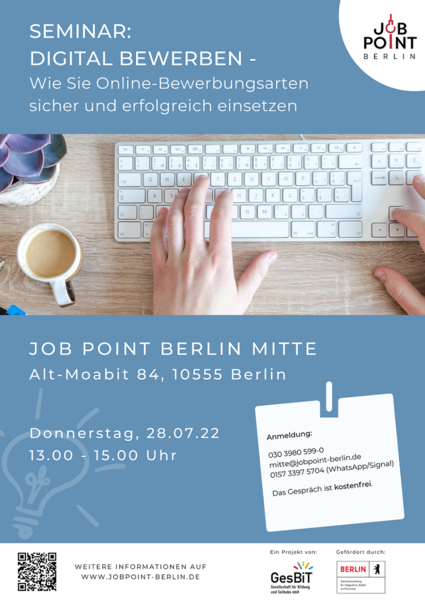 Seminar: Digital bewerben – Wie Sie Online-Bewerbungsarten sicher und erfolgreich einsetzen