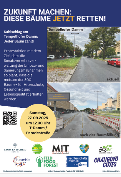 Tempelhofer Damm ohne Bäume? 300+ Bäume jetzt retten! 