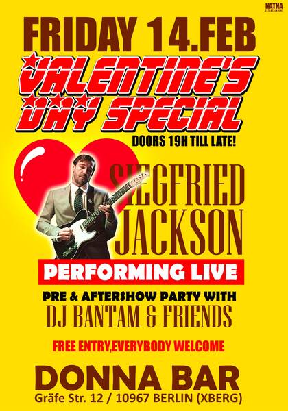 Valentines Special at Donna Bar! Siegfried Jackson (live) Dj Bantam and Friends