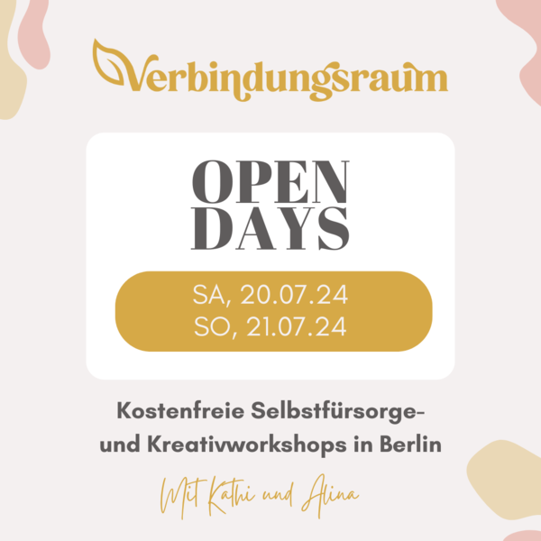 Kreativ- und Selbstfürsorge-Workshops bei den Open Days im Verbindungsraum
