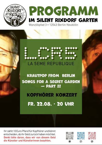 Kopfhörer-Konzert: LCR5 – La Cinquième République im Silent Rixdorf Garten