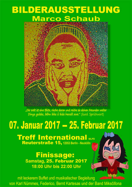 Einladung zur Finissage - politische Bilderausstellung von Marco Schaub (mit Livemusik und Buffett)