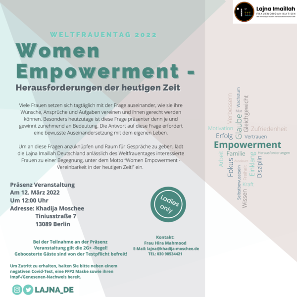 ,,Women-Empowerment – Herausforderungen der heutigen Zeit‘‘, Veranstaltung von Frauen für Frauen