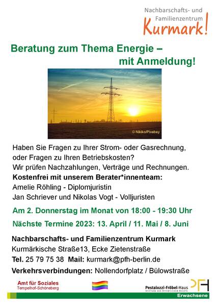 Beratung zum Thema Energie - mit Anmeldung!