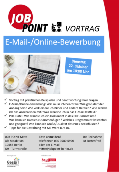 Infoveranstaltung: E-Mail- und Online-Bewerbung