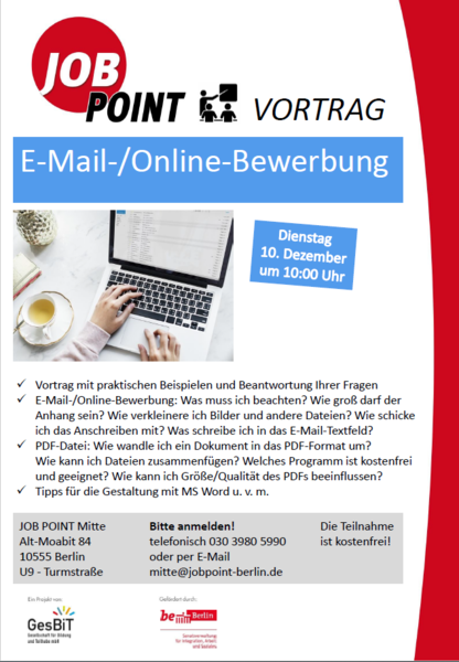 Infoveranstaltung: E-Mail- und Online-Bewerbung