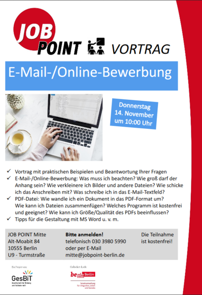 Infoveranstaltung: E-Mail- und Online-Bewerbung