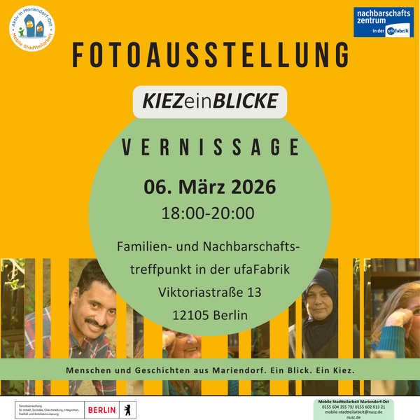 Fotoausstellung KIEZeinBLICKE – Menschen und Geschichten aus Mariendorf 