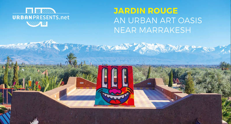 vernissage foto ausstellung: jardin rouge, eine urban art oase ausserhalb von marrakesch