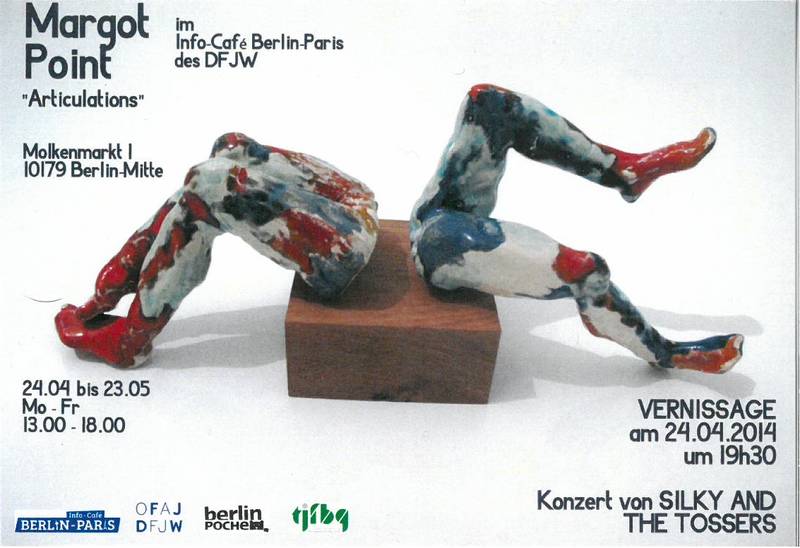 Vernissage der Ausstellung « Articulations » von der Künstlerin Margot Point und Konzert der Band Silky and the Tossers