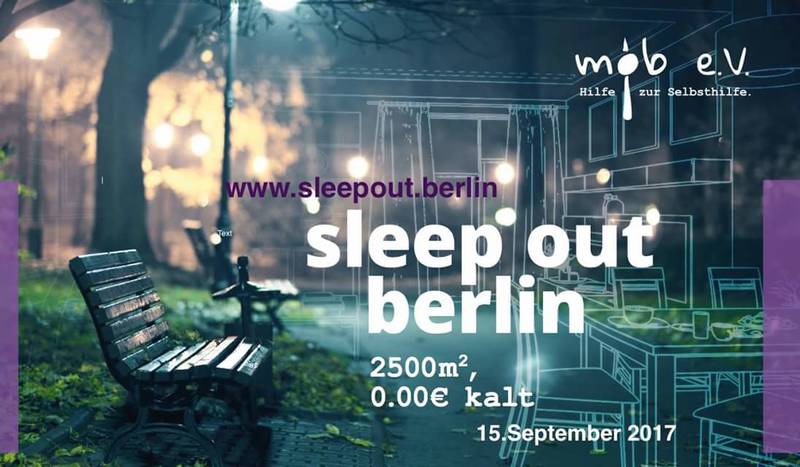 sleep out Berlin - Prominente & Interessierte schlafen solidarisch draußen - Kampagne von mob e.V./strassenfeger