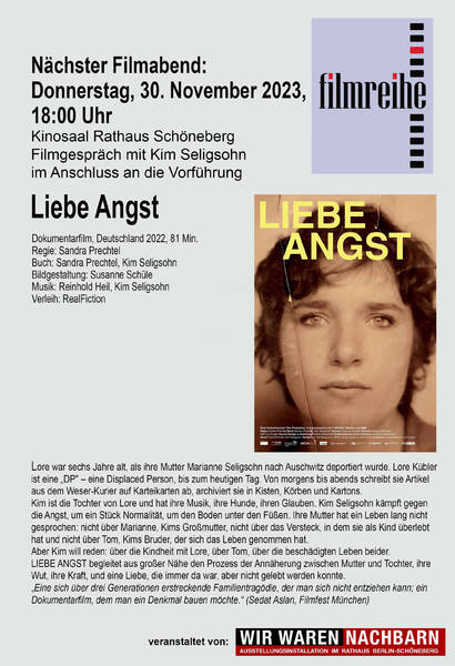 Dokumentarfilm "Liebe Angst" - Filmvorführung und Gespräch im Rathaus Schöneberg (Kinosaal)