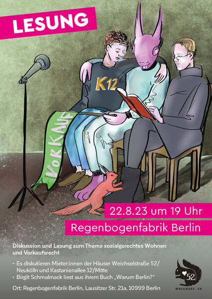 Diskussion und Lesung zum Thema sozialgerechtes Wohnen und Vorkaufsrecht
