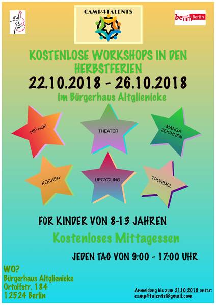 AUFGEPASST!!!! Kostenlose Workshops in den Herbstferien für Kinder/Jugendliche