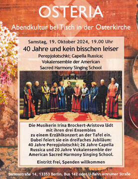 Konzert am 19.10.2024 in der Osterkirche (Wedding) - russiche, ukrainische und amerikanische Lieder 