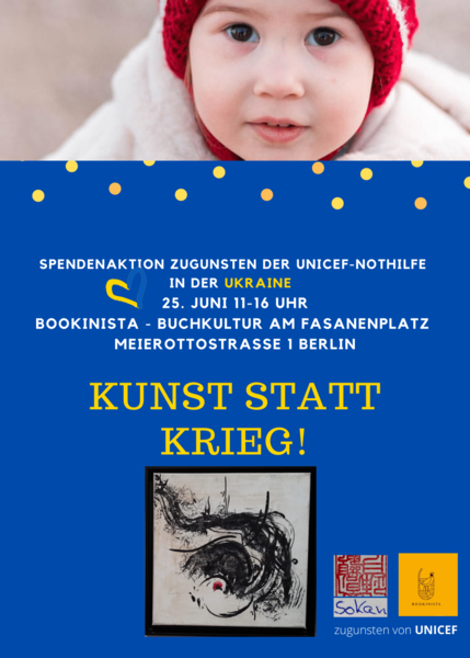 Die Künstlerin Antje Mac Lean verkauft ihre Bilder zugunsten der UNICEF-Nothilfe 
