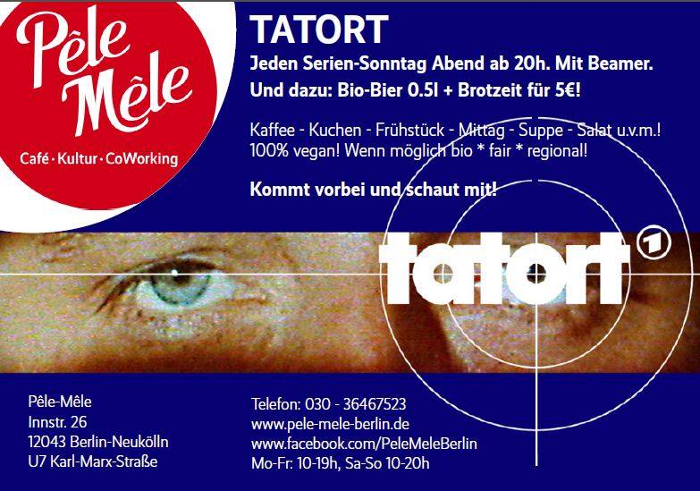 TATORT-Abend mit Beamer auf Leinwand im Pêle-Mêle Neukölln!
