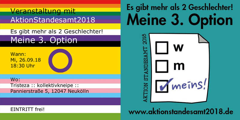 Info-Veranstaltung: Es gibt mehr als 2 Geschlechter! Meine 3. Option