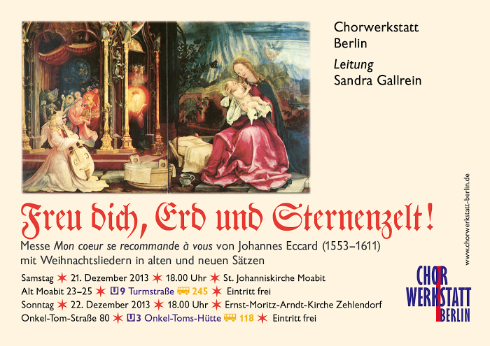 Freu dich Erd und Sternenzelt! - Weihnachtskonzert Zehlendorf der Chorwerkstatt Berlin