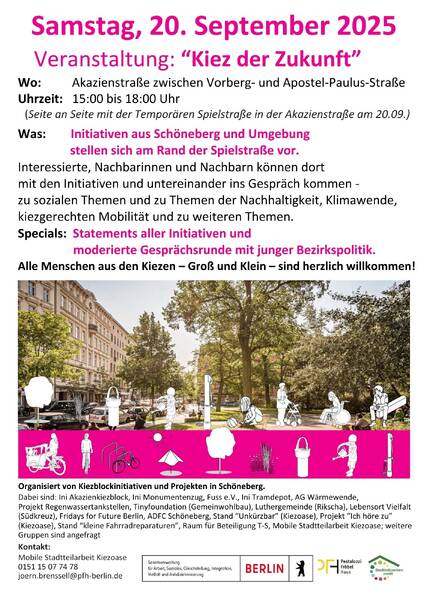 Kiez der Zukunft - Samstag, 20.09.25 - Mobilitätswende, Klimawende, soziale Themen