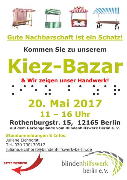 Kiez-Bazar in Steglitz 20. Mai 11 - 16 Uhr
