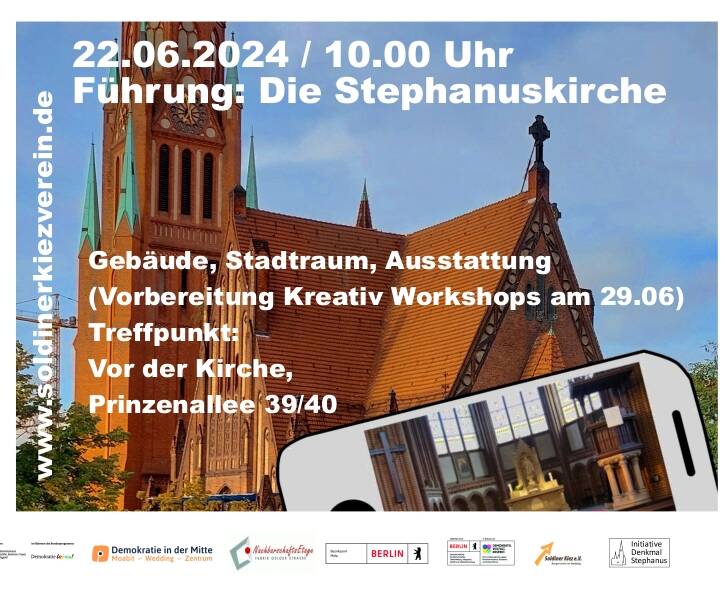 Führung, Die Stephanuskirche: Gebäude, Stadtraum, Ausstattung