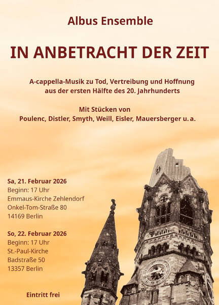 Konzert - In Anbetracht der Zeit - Vokalmusik aus der ersten Hälfte des 20. Jahrhunderts
