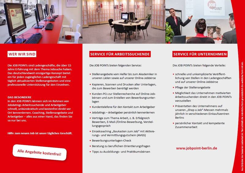 Angebote und Service im JOB POINT Berlin-Neukölln