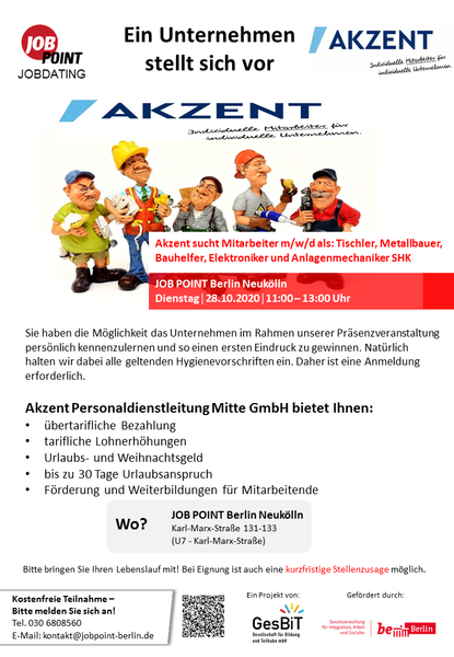 Jobdating mit Akzent Personaldienstleistungen Mitte GmbH