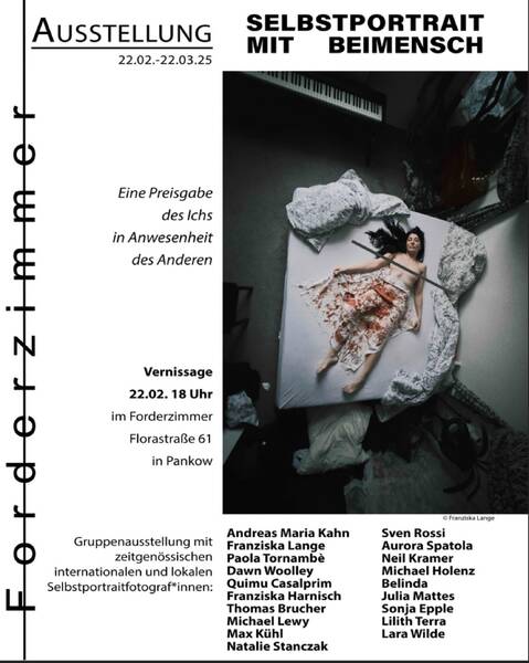 Vernissage 22.2.Ausstellung Selbstportrait mit Beimensch - Forderzimmer 22.2.-22.3.mittwochs/ nach Absprache