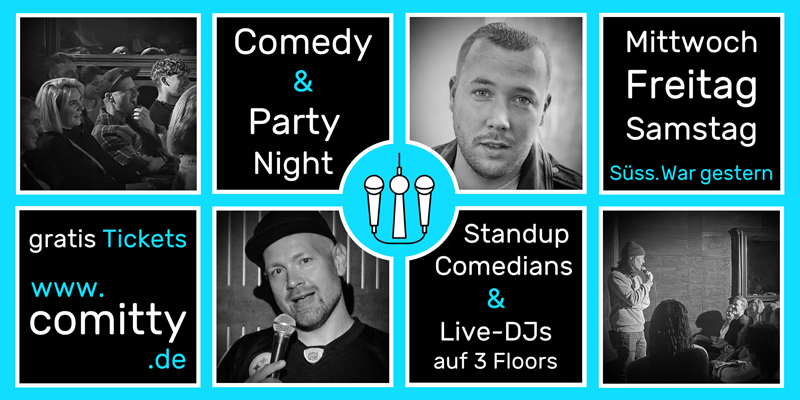 Comedy & Party Night mit Profi-Comedians & Newcomer, DJs auf 3 Floors (Standup Comedy in Friedrichshain)