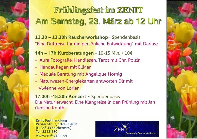 Frühlingsfest im Zenit - Veranstaltungsprogramm und Kurzberatungen