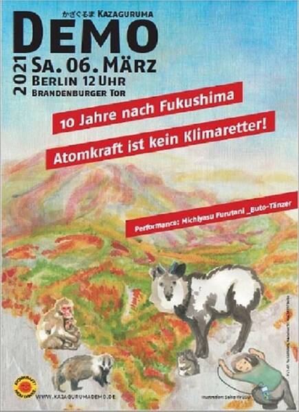 Kazaguruma-Demo zum 10 Jahrestag von Fukushima - Atomkraft ist kein Klimaschützer